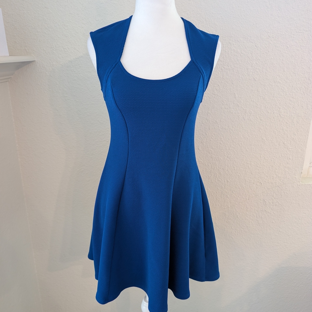 Ocean Blue Sleeveless Back Cut Out Dress